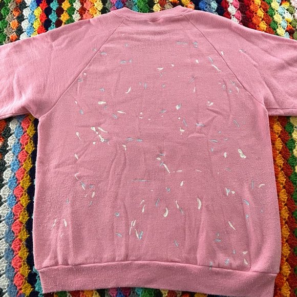 Vintage 90s Jerzees Paint Splatter Pastel Raglan Oversized Crewneck Swea… - Picture 10 of 12